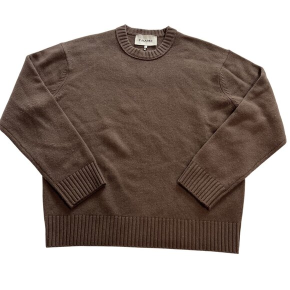 FRAME Cashmere Crewneck Sweater in Dark Camel - Picture 1 of 4